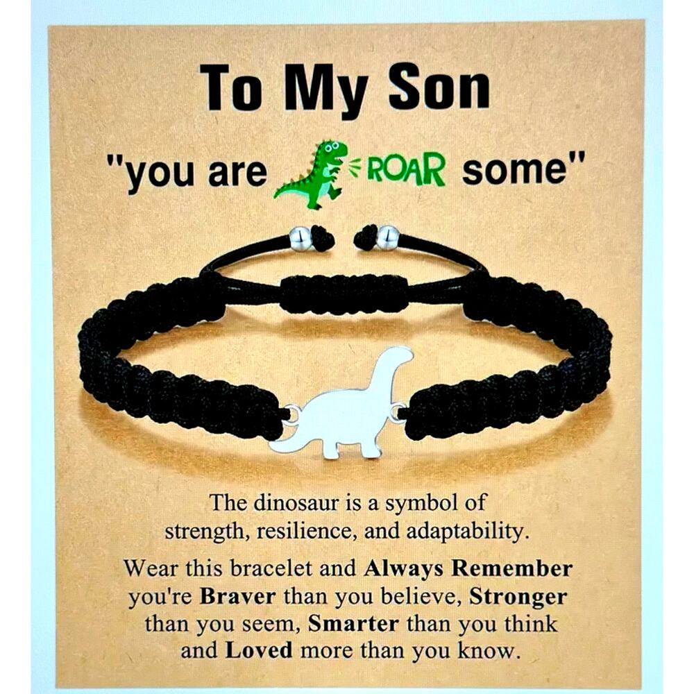 Adjustable Dinosaur Woven Wristband Bracelet To My Son